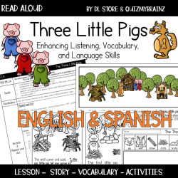 English & Spanish 3 Little Pigs Read Aloud Improve Listening Vocabulary & Language Skills
