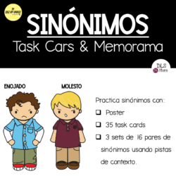 Spanish Synonyms - task cards and Memory games using context clues