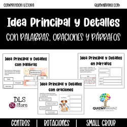 Main Idea & Details Centers - 3 Levels of Differentiation (in Spanish)